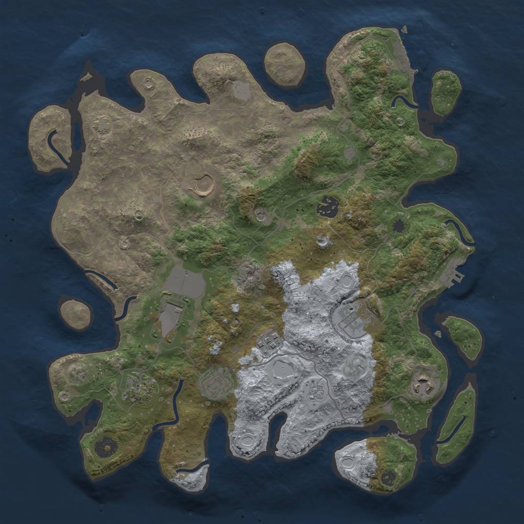 Rust Map: Procedural Map, Size: 3600, Seed: 21605, 16 Monuments