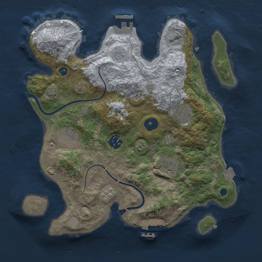 Rust Map: Procedural Map, Size: 3000, Seed: 713183780, 11 Monuments