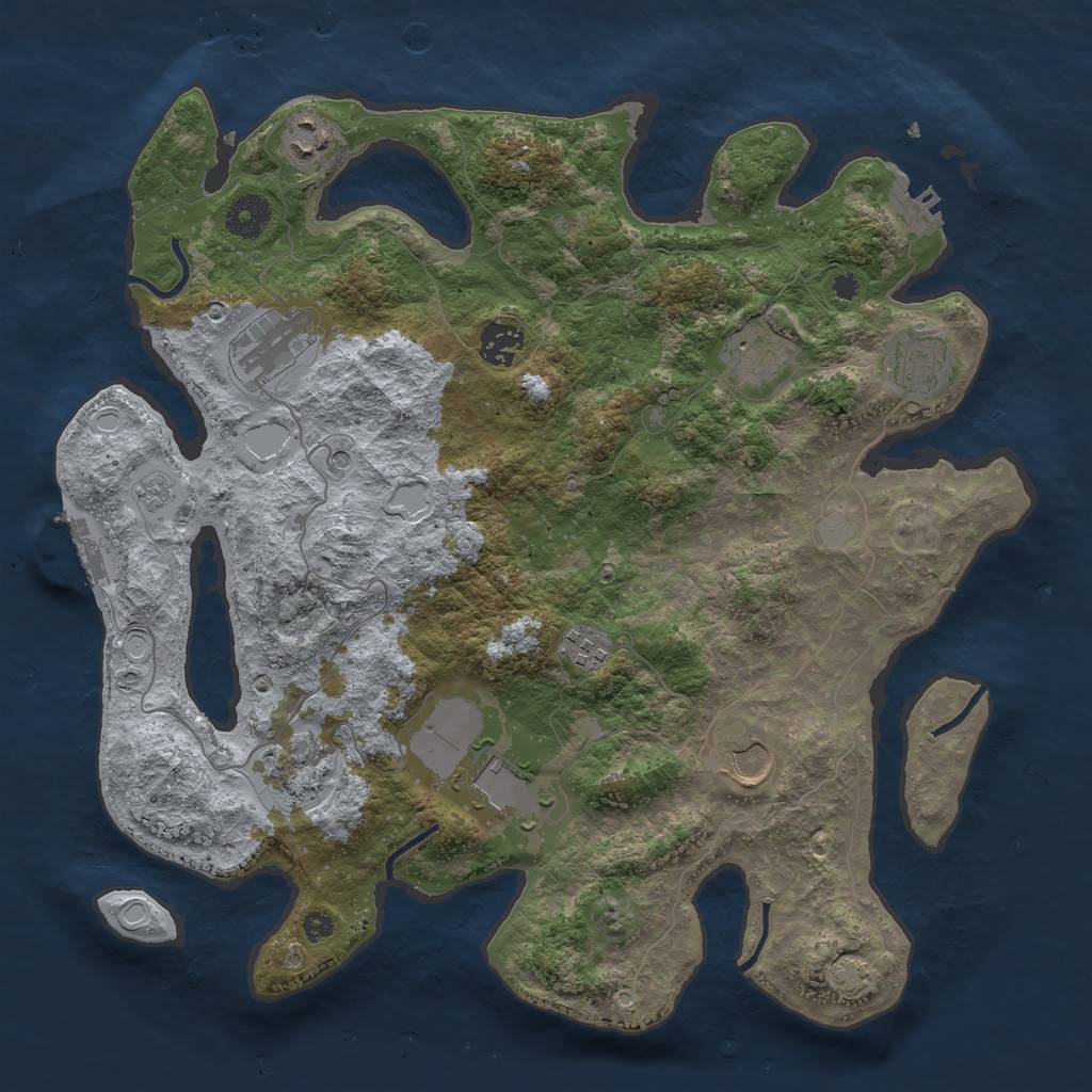 Rust Map: Procedural Map, Size: 3700, Seed: 1982924401, 17 Monuments