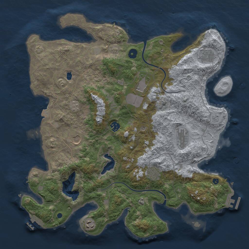 Rust Map: Procedural Map, Size: 4000, Seed: 7641, 14 Monuments