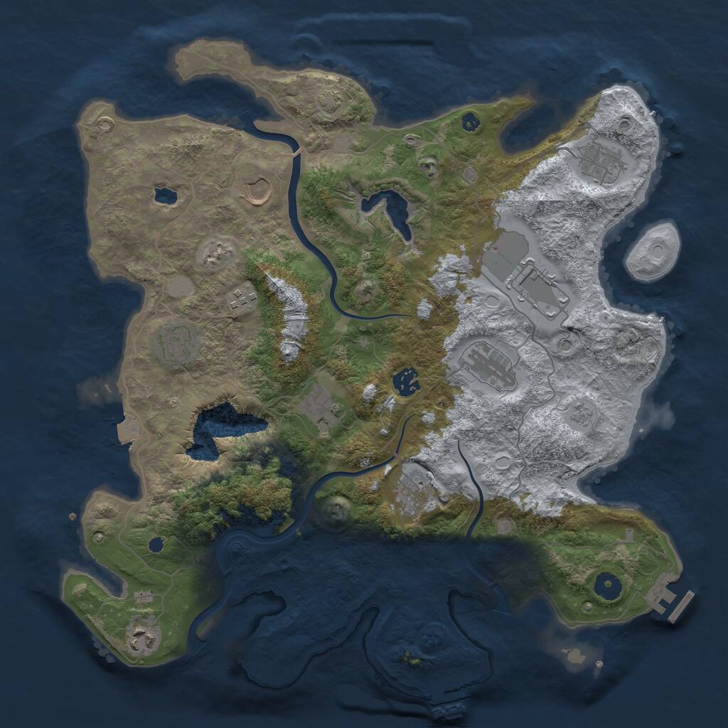 Rust Map: Procedural Map, Size: 4000, Seed: 7641, 16 Monuments