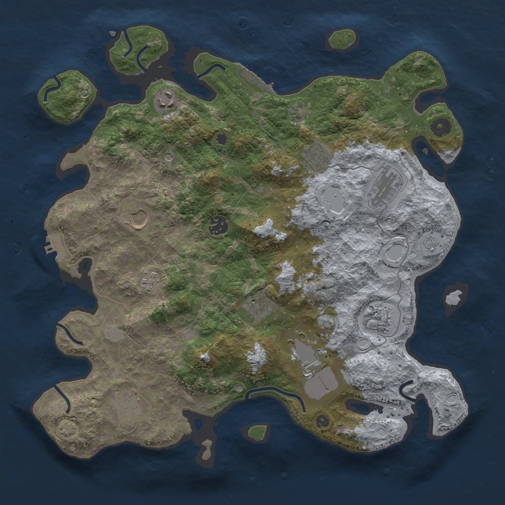 Rust Map: Procedural Map, Size: 3900, Seed: 83465742, 18 Monuments
