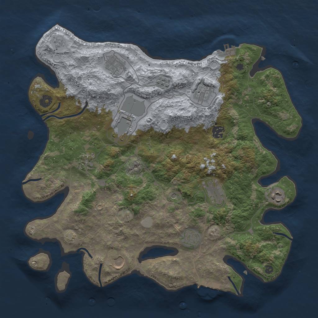 Rust Map: Procedural Map, Size: 3750, Seed: 1408754222, 18 Monuments