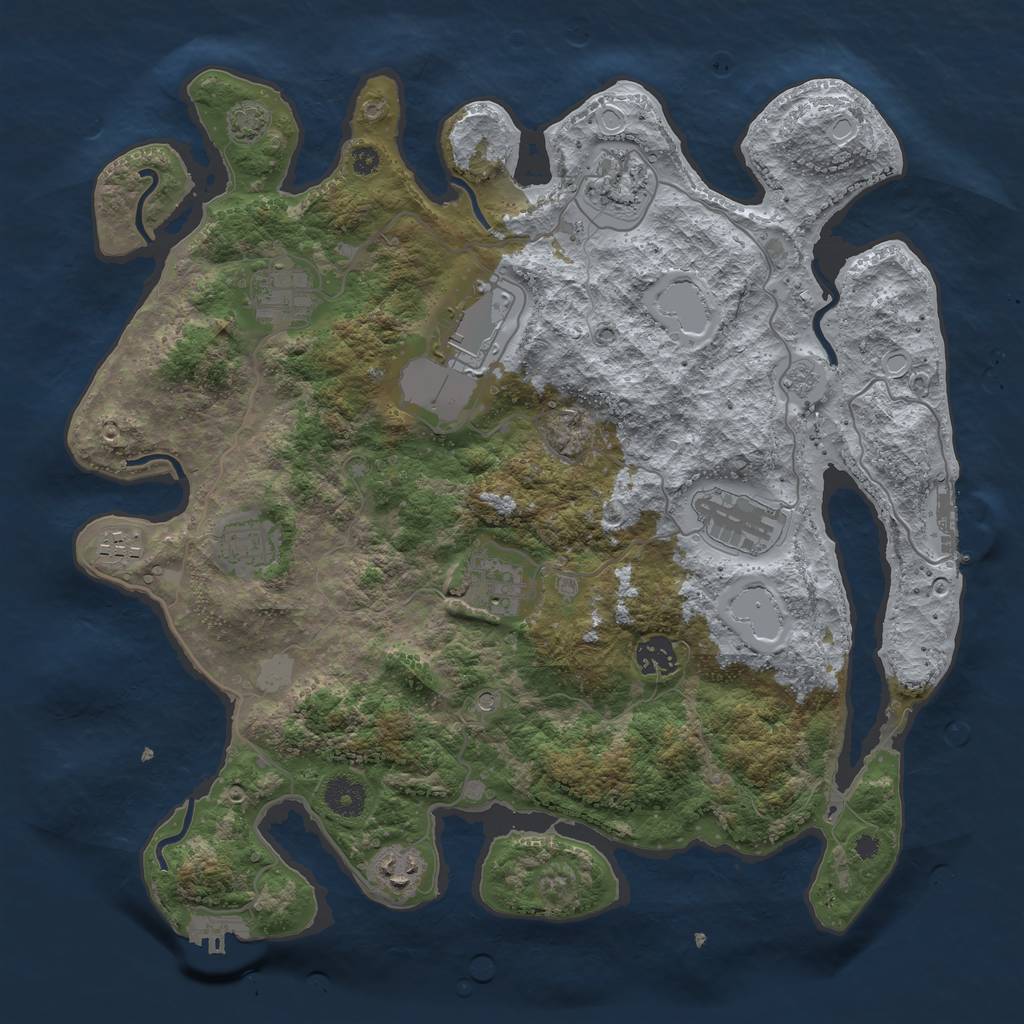 Rust Map: Procedural Map, Size: 3750, Seed: 21530598, 17 Monuments
