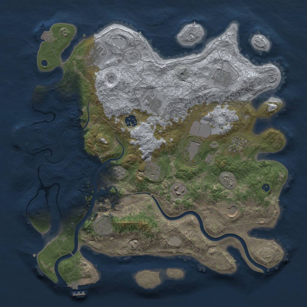 Rust Map: Procedural Map, Size: 3900, Seed: 51907307, 17 Monuments