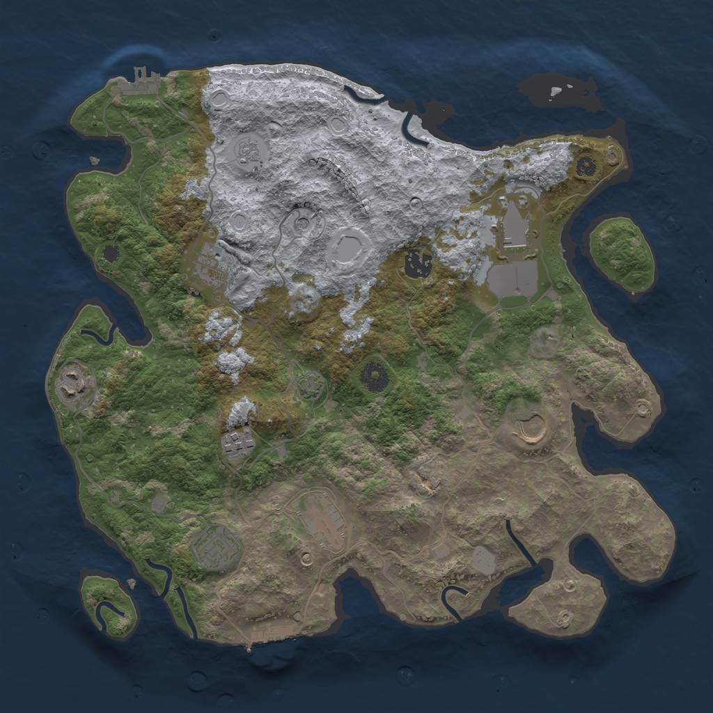 Rust Map: Procedural Map, Size: 3650, Seed: 29707339, 16 Monuments