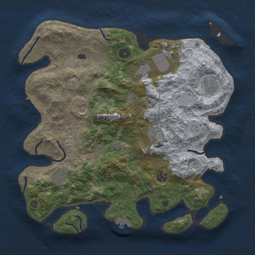 Rust Map: Procedural Map, Size: 3550, Seed: 63954951, 15 Monuments