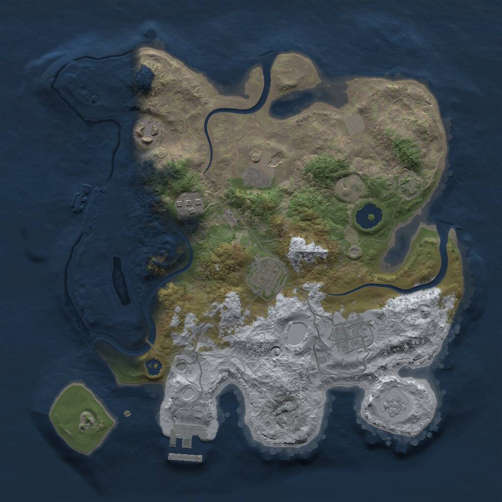 Rust Map: Procedural Map, Size: 3000, Seed: 9744, 11 Monuments