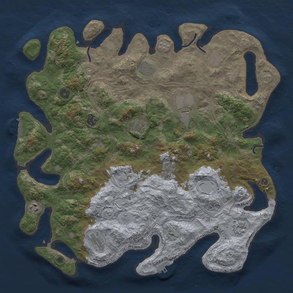 Rust Map: Procedural Map, Size: 4400, Seed: 36250174, 18 Monuments