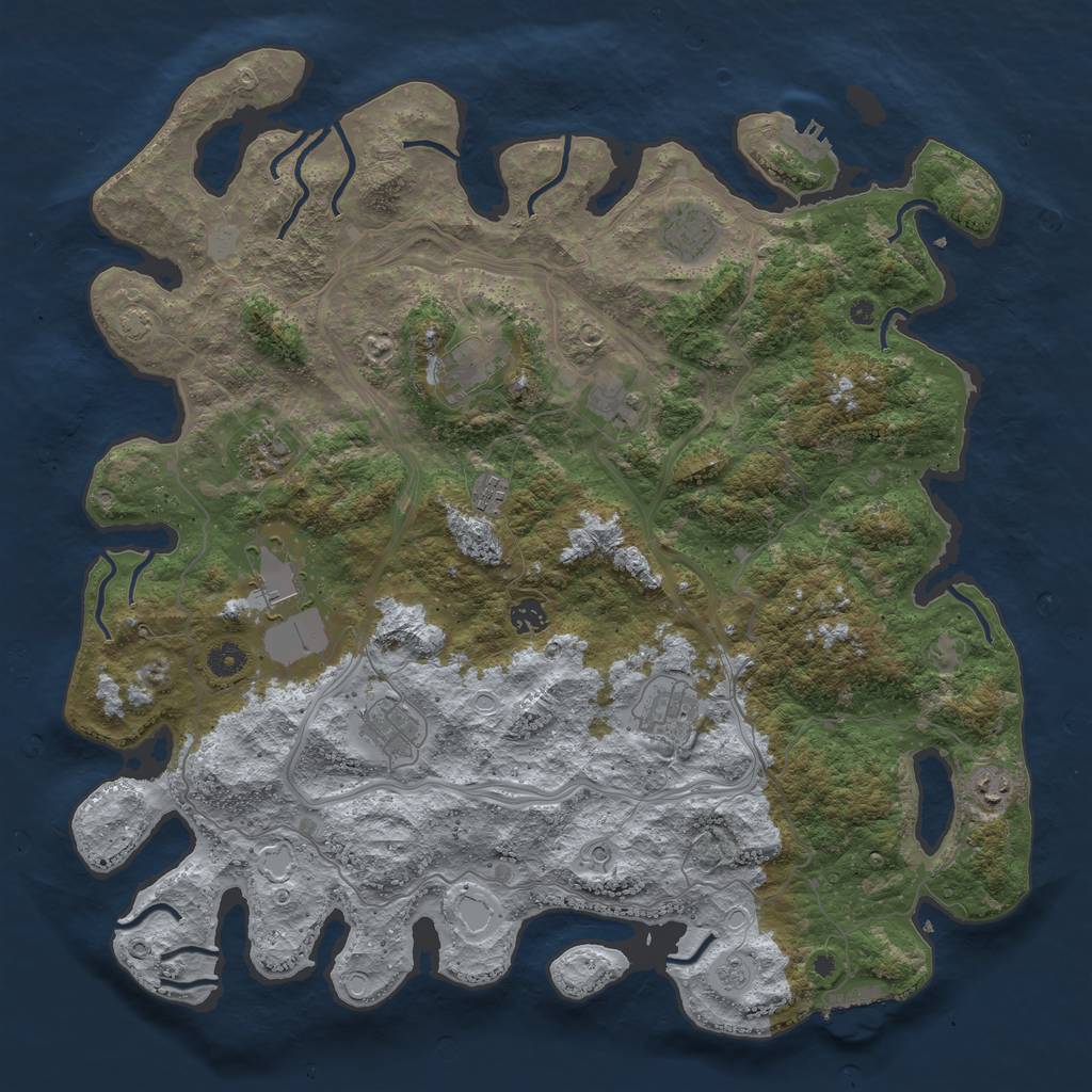 Rust Map: Procedural Map, Size: 4500, Seed: 26665, 18 Monuments