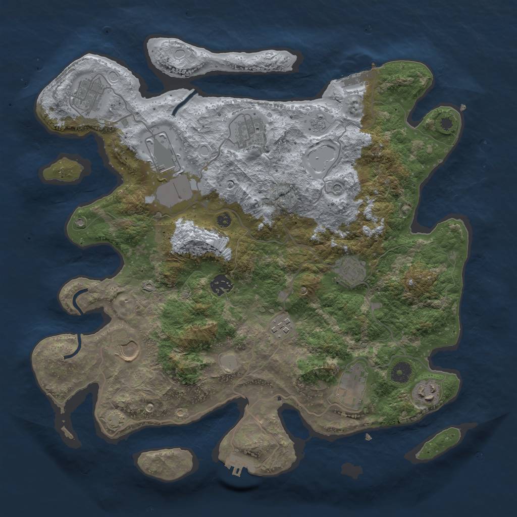Rust Map: Procedural Map, Size: 3750, Seed: 6437672, 17 Monuments