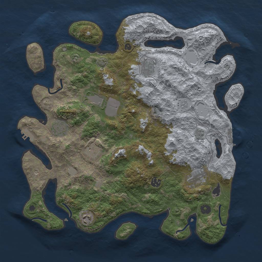 Rust Map: Procedural Map, Size: 3850, Seed: 8841995, 16 Monuments