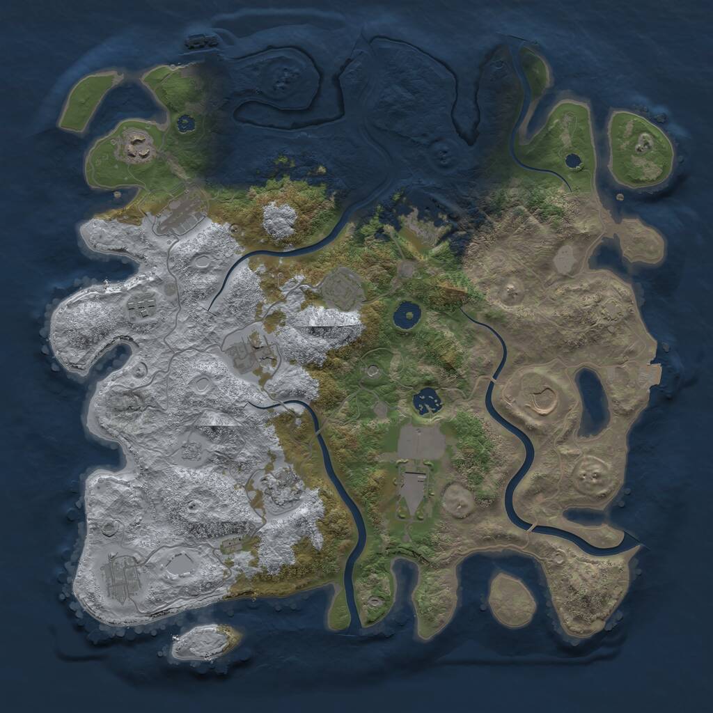 Rust Map: Procedural Map, Size: 3950, Seed: 7440147, 16 Monuments