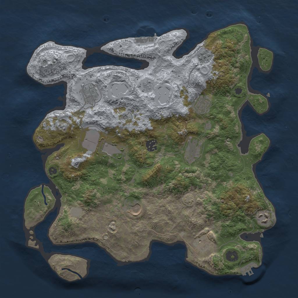 Rust Map: Procedural Map, Size: 3700, Seed: 53968452, 17 Monuments