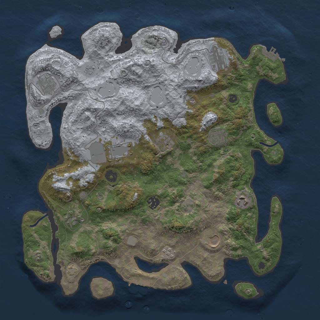 Rust Map: Procedural Map, Size: 3900, Seed: 69169591, 18 Monuments