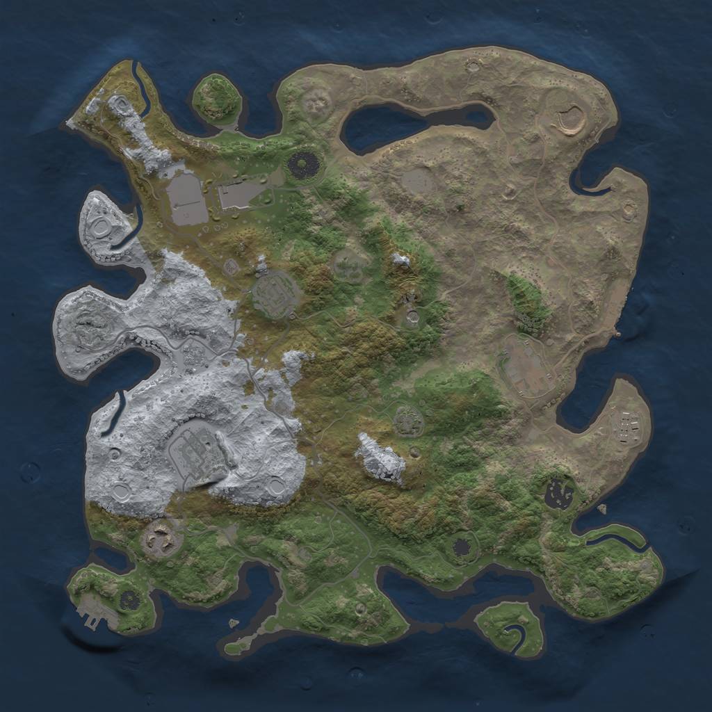 Rust Map: Procedural Map, Size: 3600, Seed: 84685151, 16 Monuments