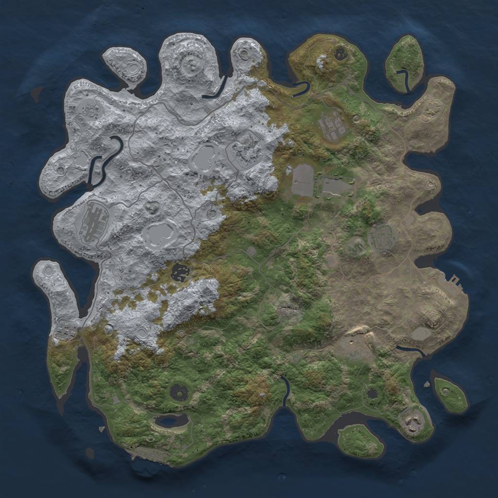Rust Map: Procedural Map, Size: 4100, Seed: 6718023, 17 Monuments