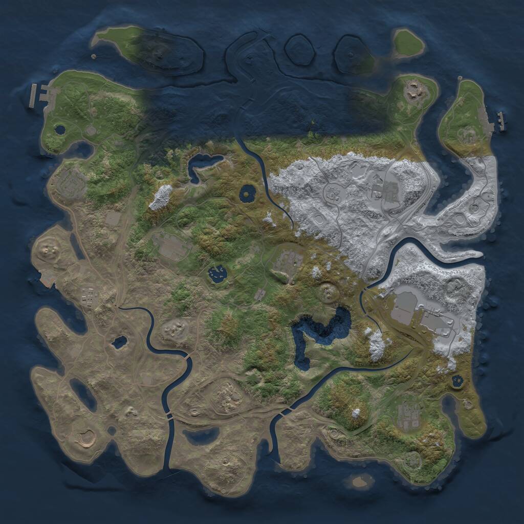 Rust Map: Procedural Map, Size: 4400, Seed: 21144218, 17 Monuments