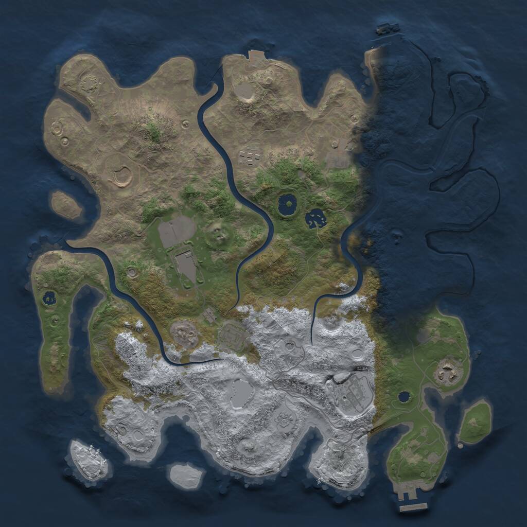 Rust Map: Procedural Map, Size: 3850, Seed: 51568727, 14 Monuments