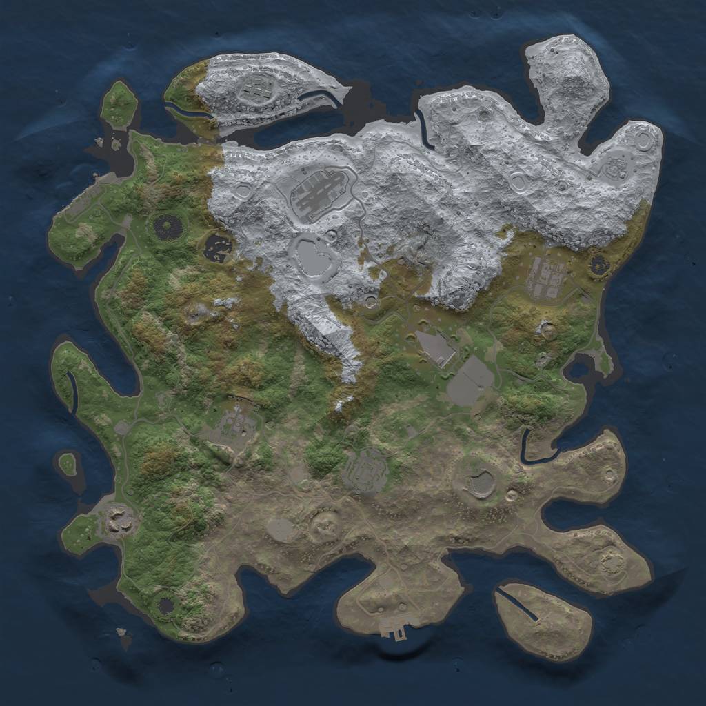 Rust Map: Procedural Map, Size: 3800, Seed: 74629397, 17 Monuments