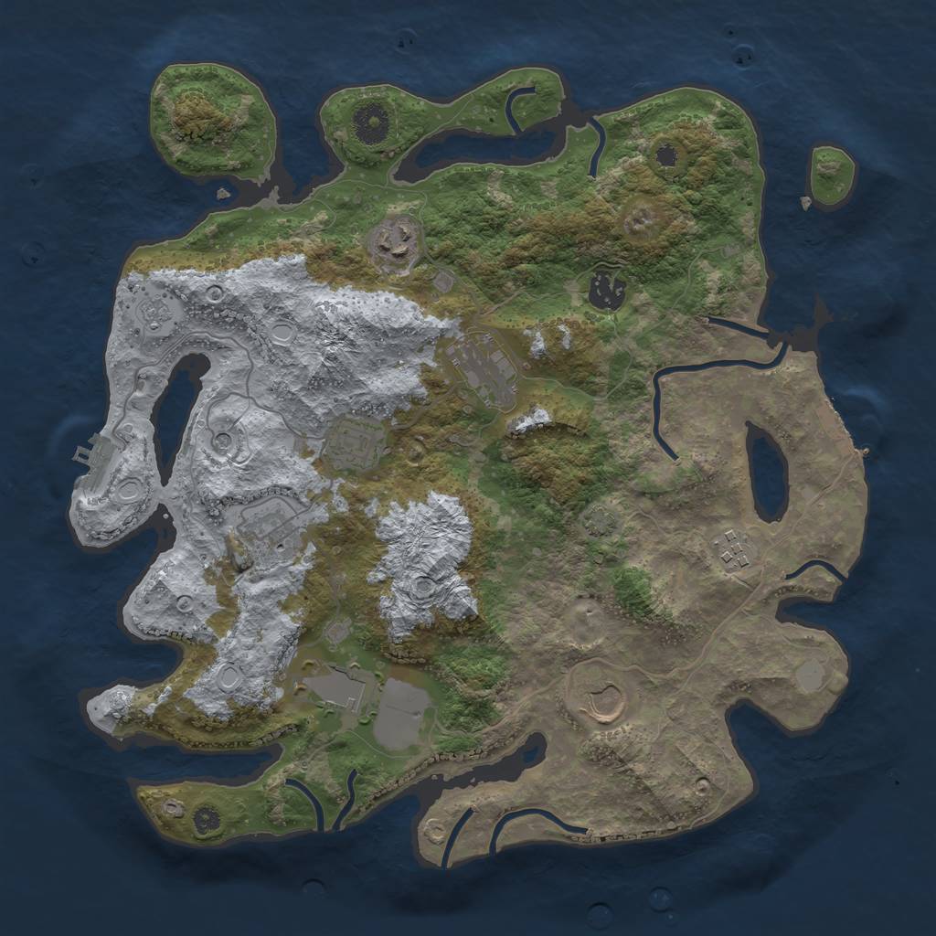 Rust Map: Procedural Map, Size: 3650, Seed: 52926548, 16 Monuments