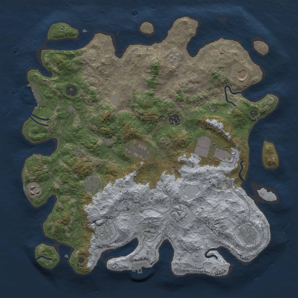 Rust Map: Procedural Map, Size: 3900, Seed: 65515752, 18 Monuments