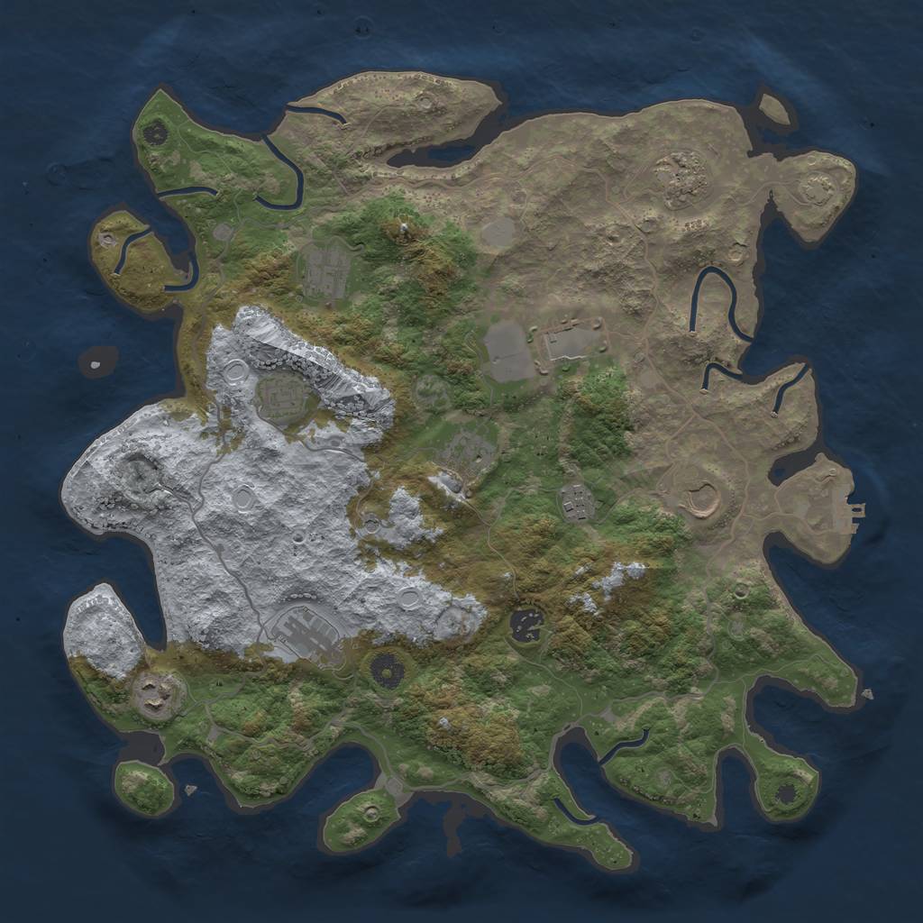 Rust Map: Procedural Map, Size: 4000, Seed: 511, 16 Monuments
