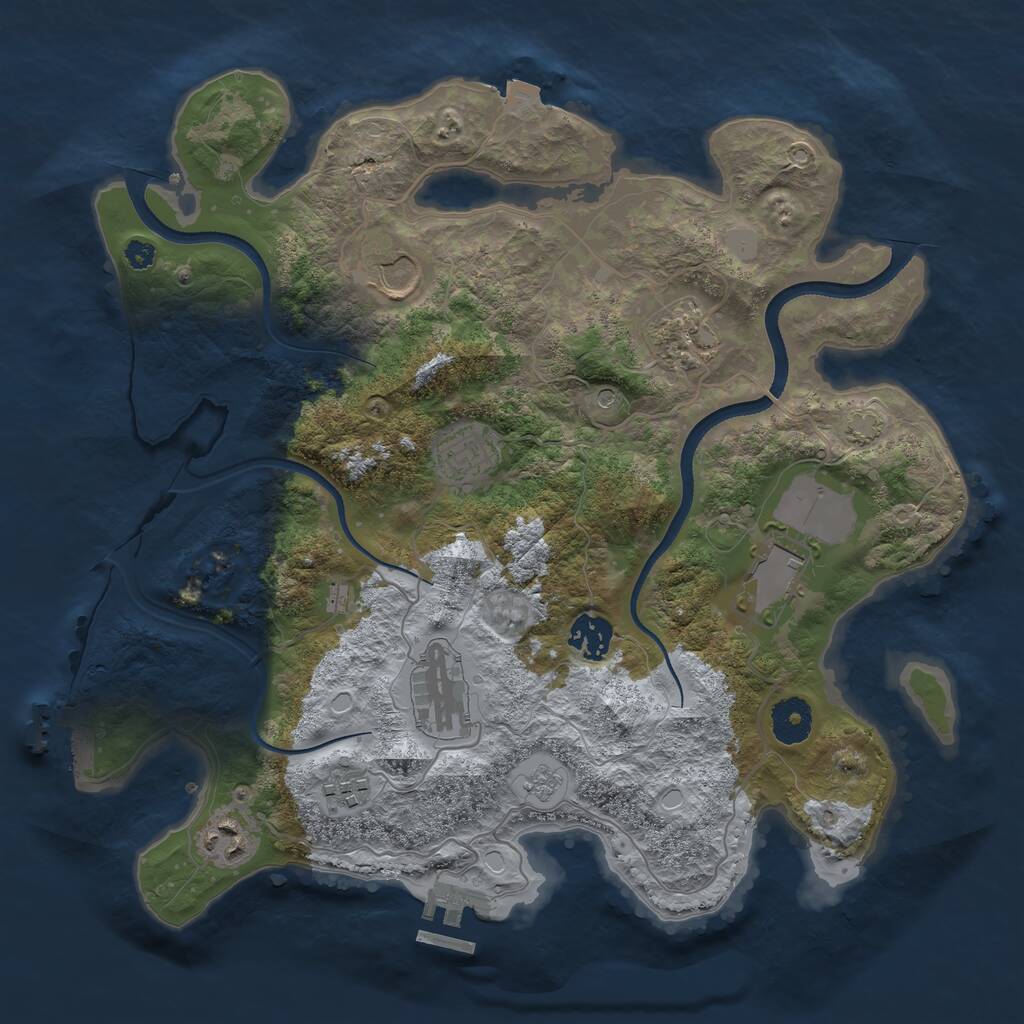 Rust Map: Procedural Map, Size: 3500, Seed: 51457571, 14 Monuments