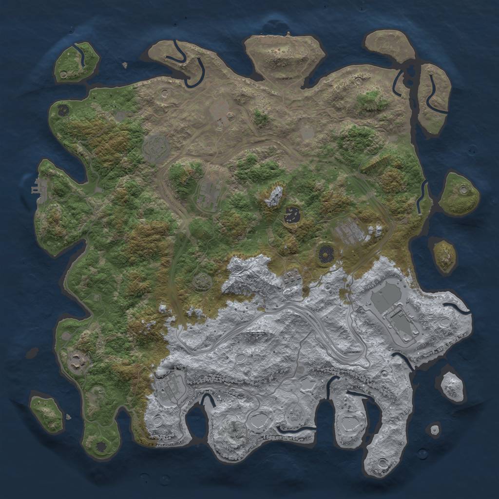 Rust Map: Procedural Map, Size: 4400, Seed: 18035878, 17 Monuments