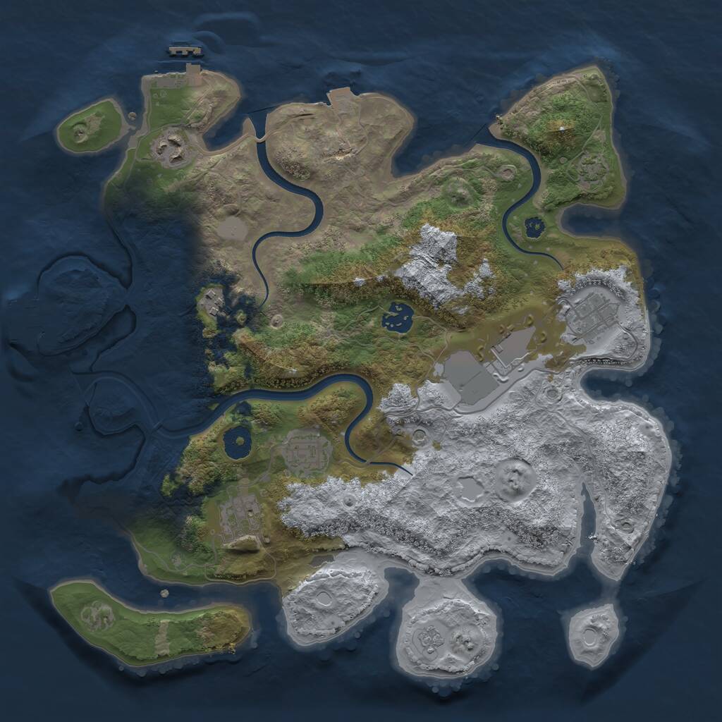 Rust Map: Procedural Map, Size: 3500, Seed: 25247023, 13 Monuments