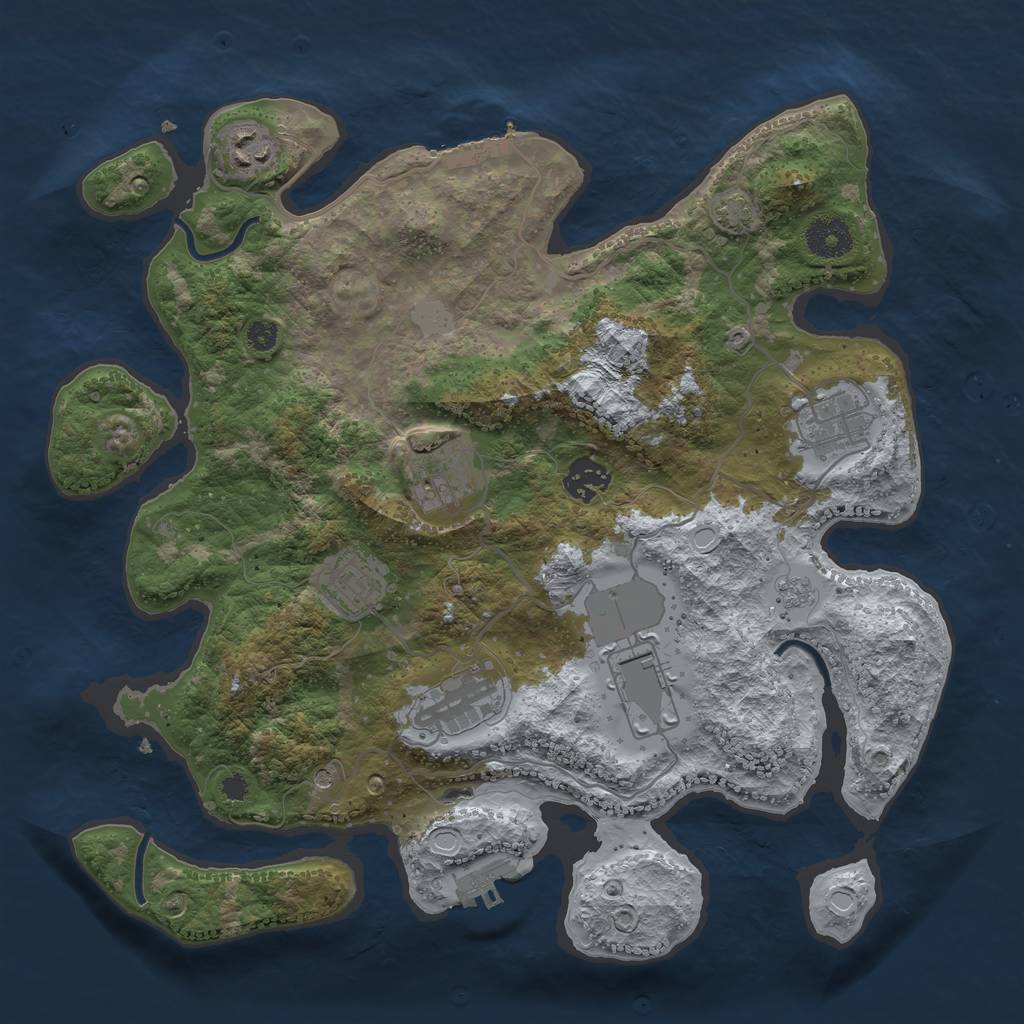 Rust Map: Procedural Map, Size: 3500, Seed: 25247023, 15 Monuments