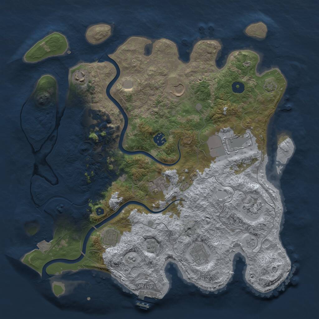 Rust Map: Procedural Map, Size: 3850, Seed: 23351642, 15 Monuments