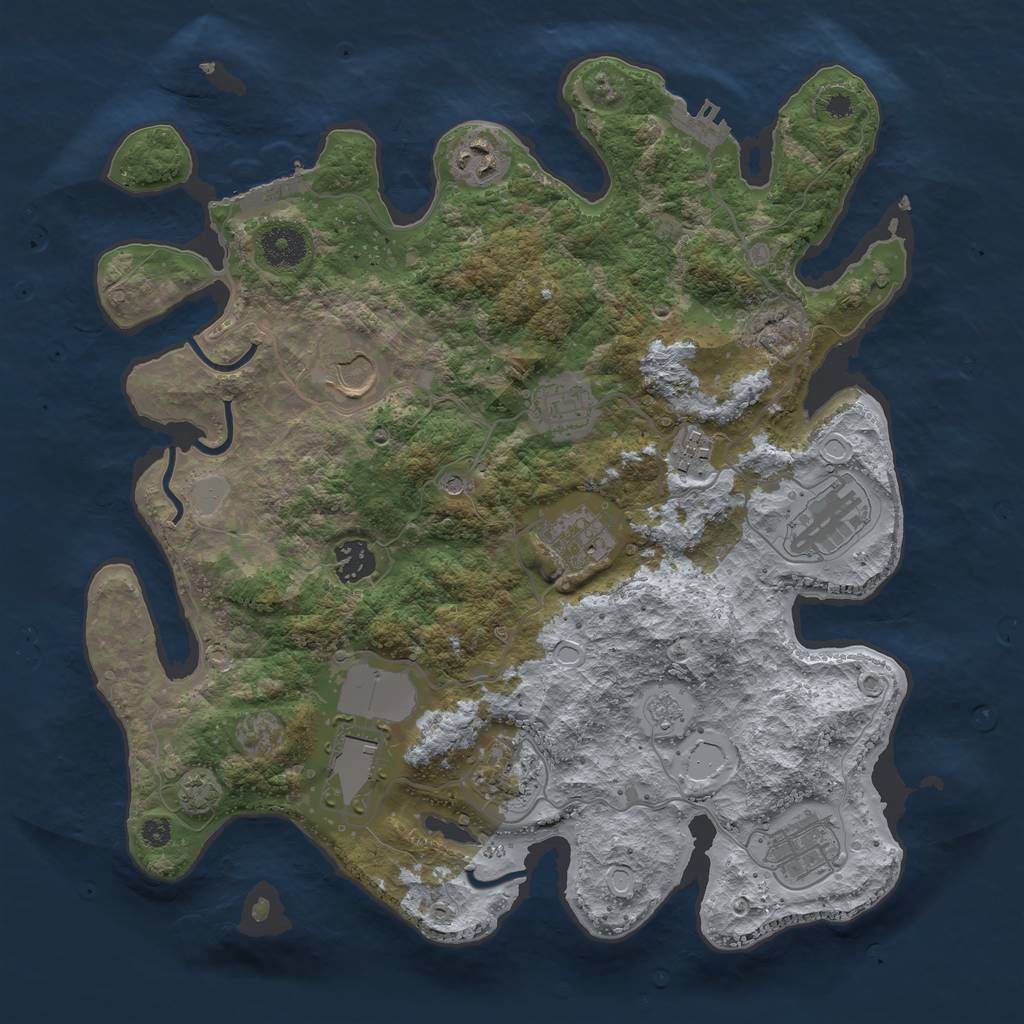 Rust Map: Procedural Map, Size: 3600, Seed: 50309415, 18 Monuments