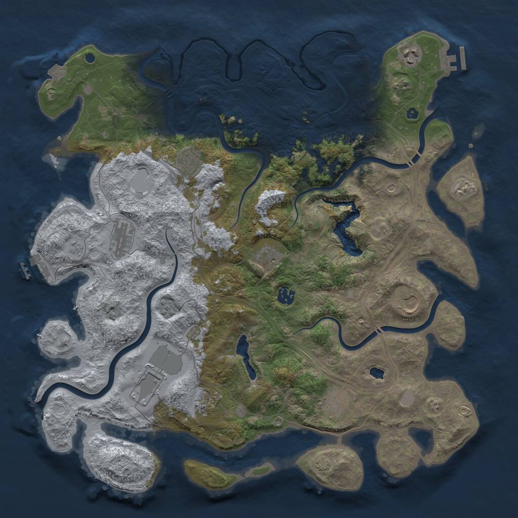 Rust Map: Procedural Map, Size: 4400, Seed: 70623163, 16 Monuments