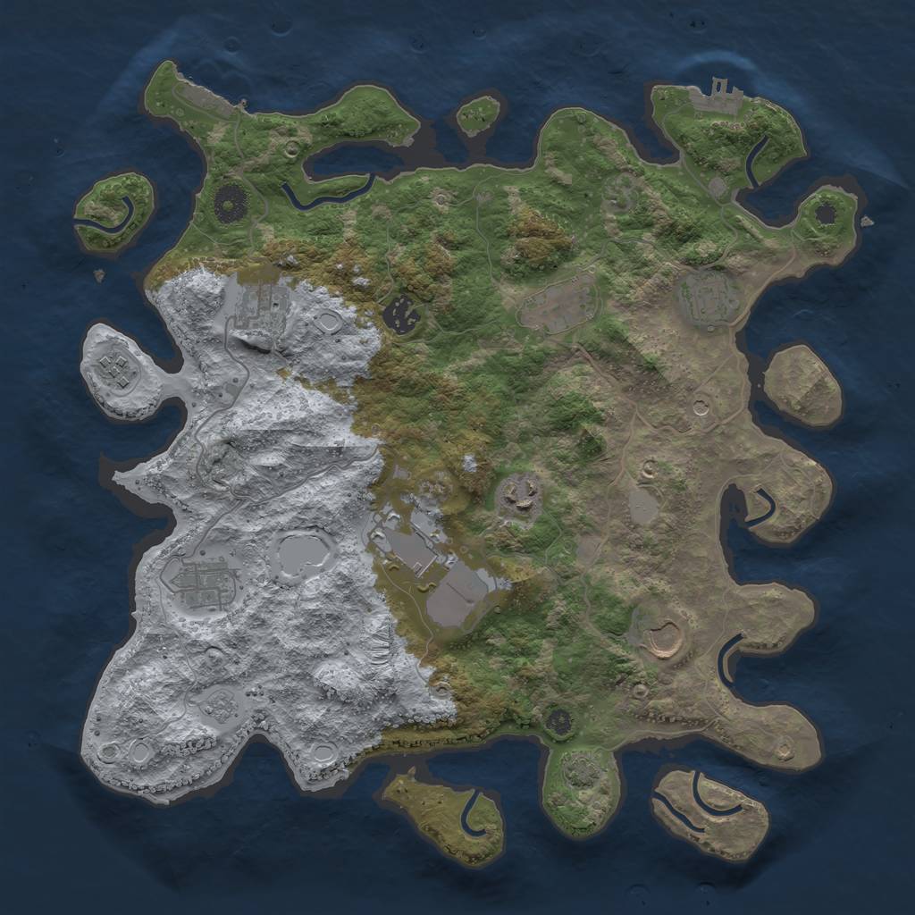 Rust Map: Procedural Map, Size: 3750, Seed: 386713757, 17 Monuments