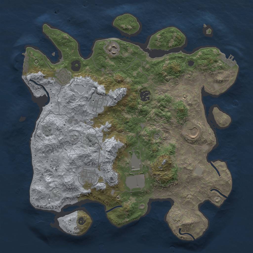 Rust Map: Procedural Map, Size: 3500, Seed: 79189207, 16 Monuments