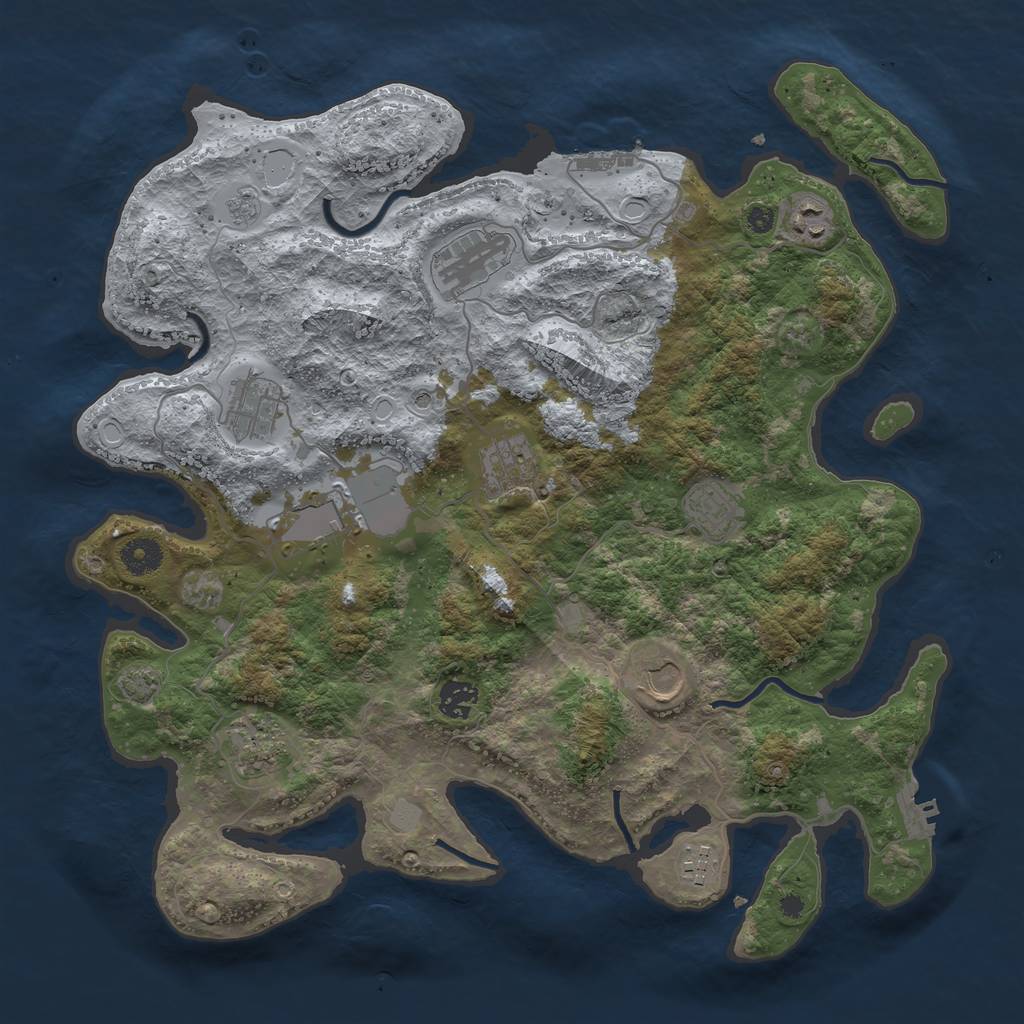 Rust Map: Procedural Map, Size: 3900, Seed: 28549501, 18 Monuments
