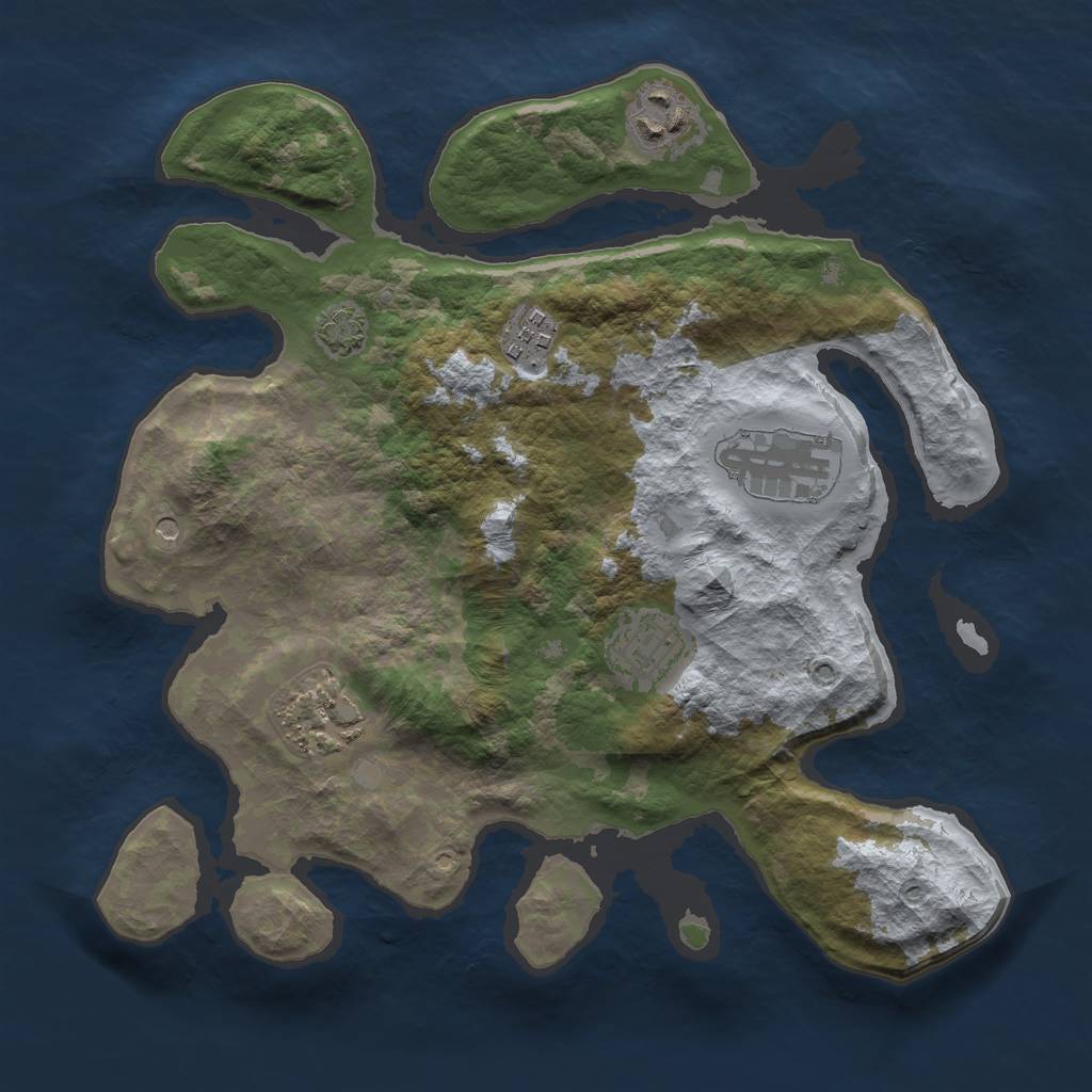 Rust Map: Barren, Size: 3000, Seed: 1635979926, 9 Monuments