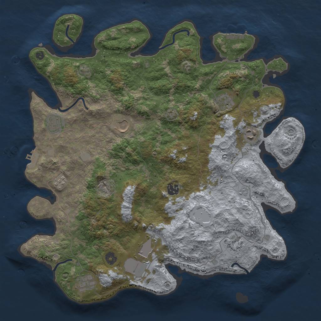Rust Map: Procedural Map, Size: 3950, Seed: 50849982, 17 Monuments