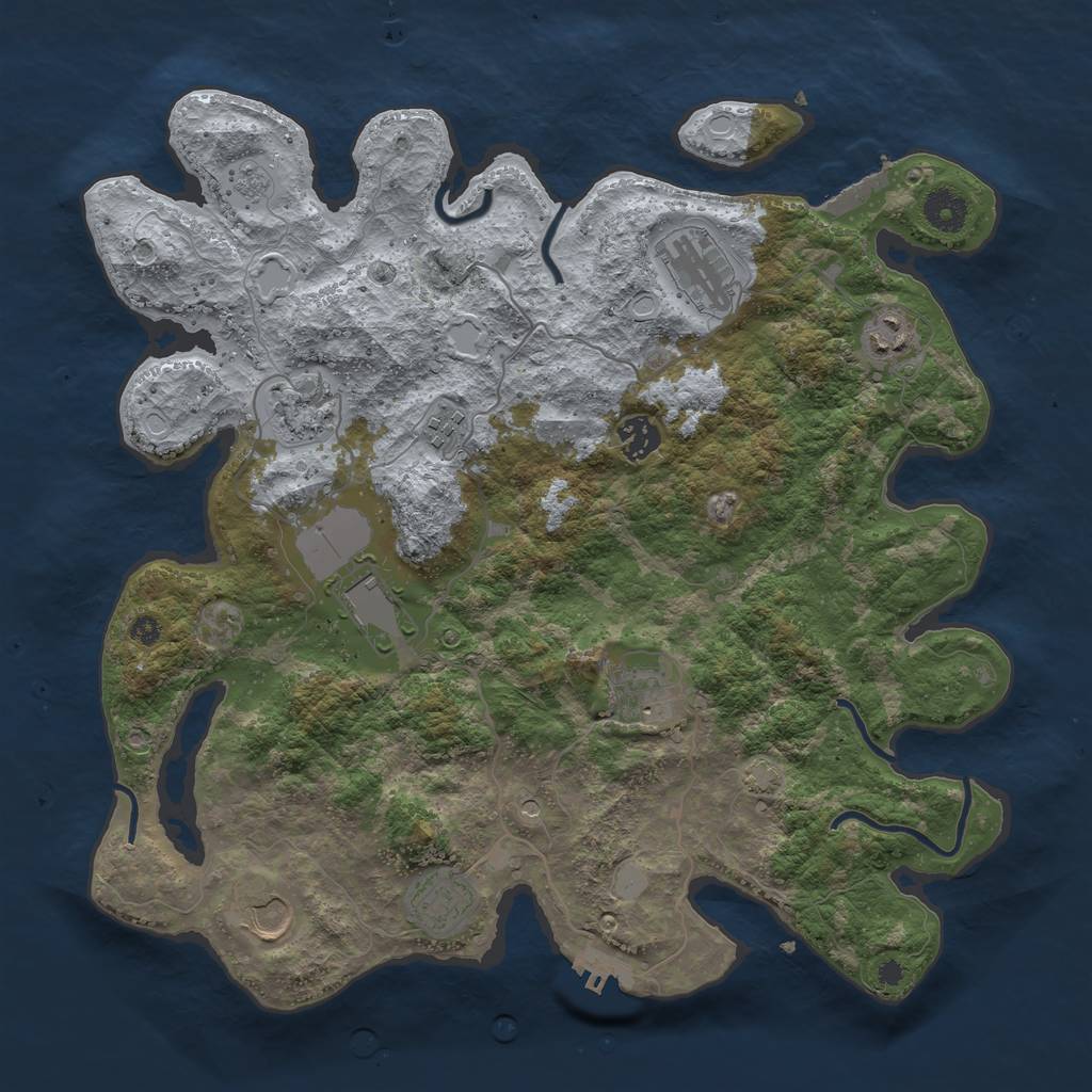 Rust Map: Procedural Map, Size: 3800, Seed: 26829989, 17 Monuments