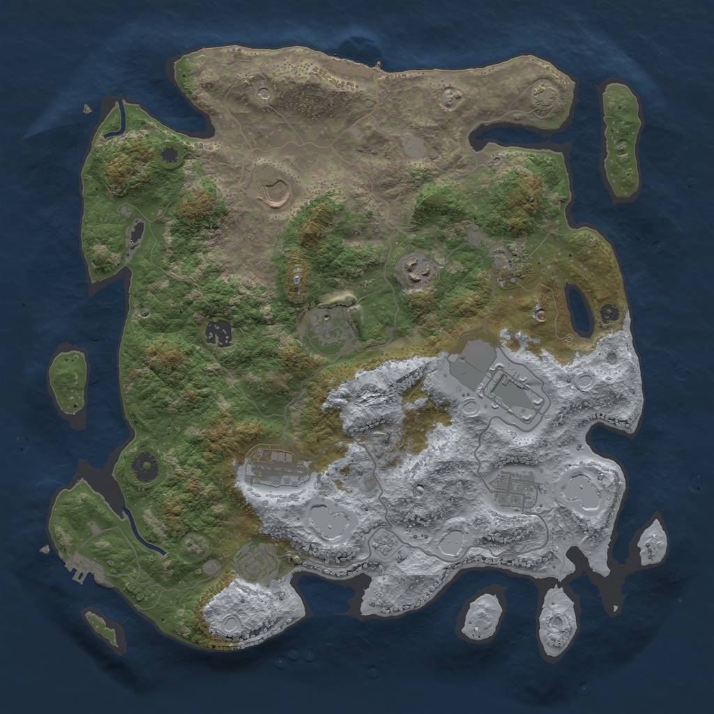 Rust Map: Procedural Map, Size: 3850, Seed: 41171753, 17 Monuments