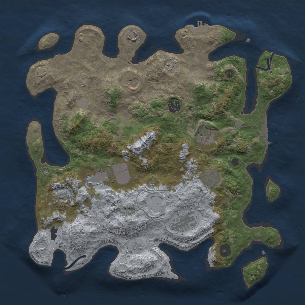 Rust Map: Procedural Map, Size: 3700, Seed: 37253451, 17 Monuments