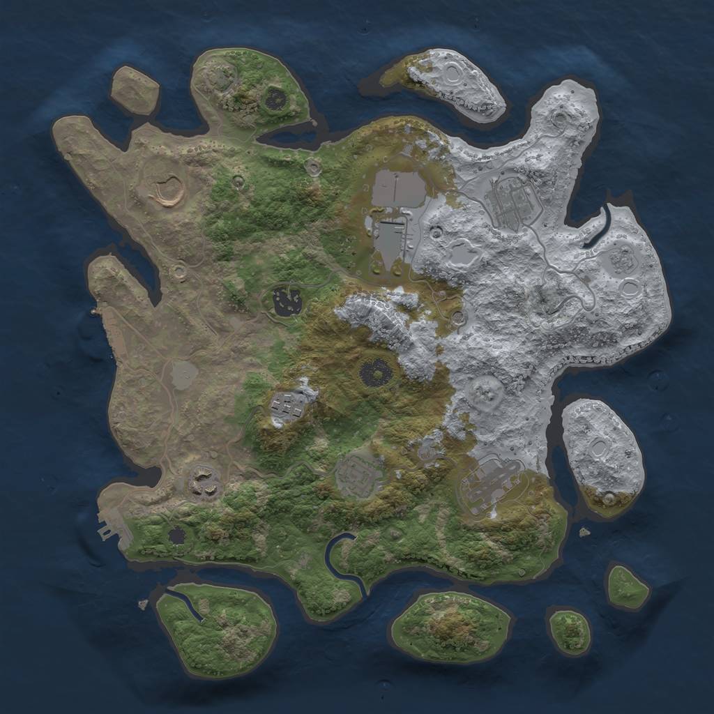 Rust Map: Procedural Map, Size: 3500, Seed: 47753062, 16 Monuments