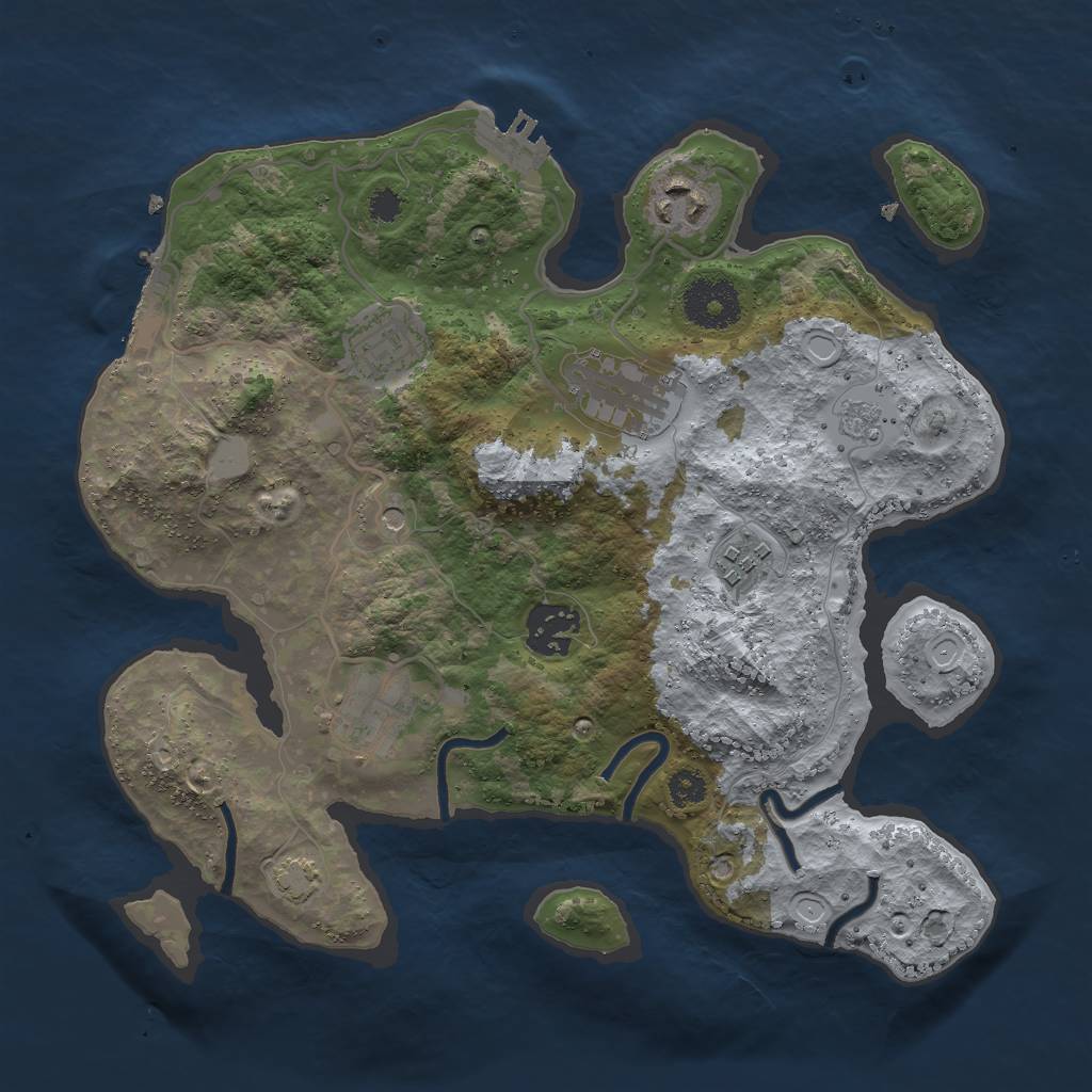 Rust Map: Procedural Map, Size: 3000, Seed: 17516, 14 Monuments
