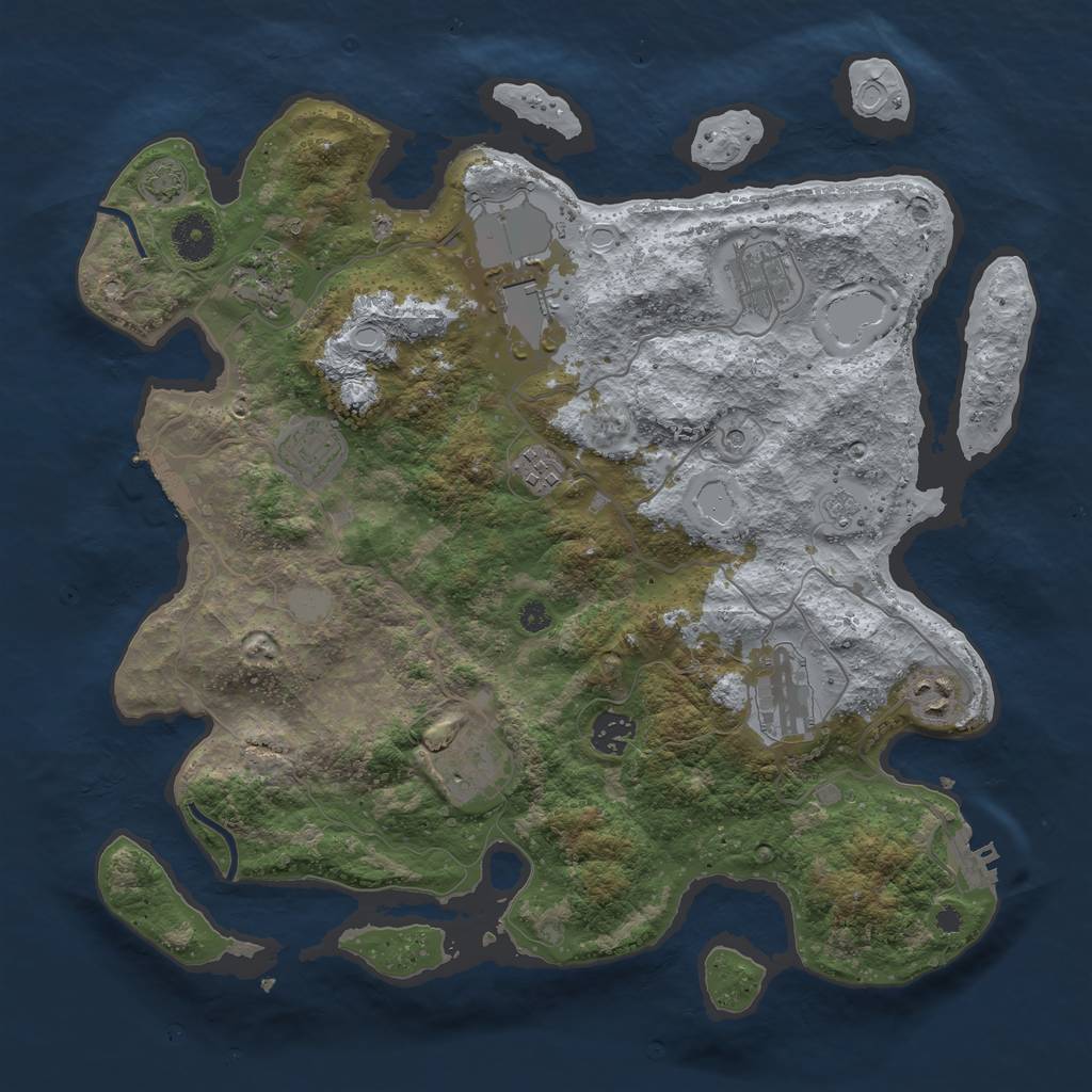 Rust Map: Procedural Map, Size: 3750, Seed: 37023985, 17 Monuments