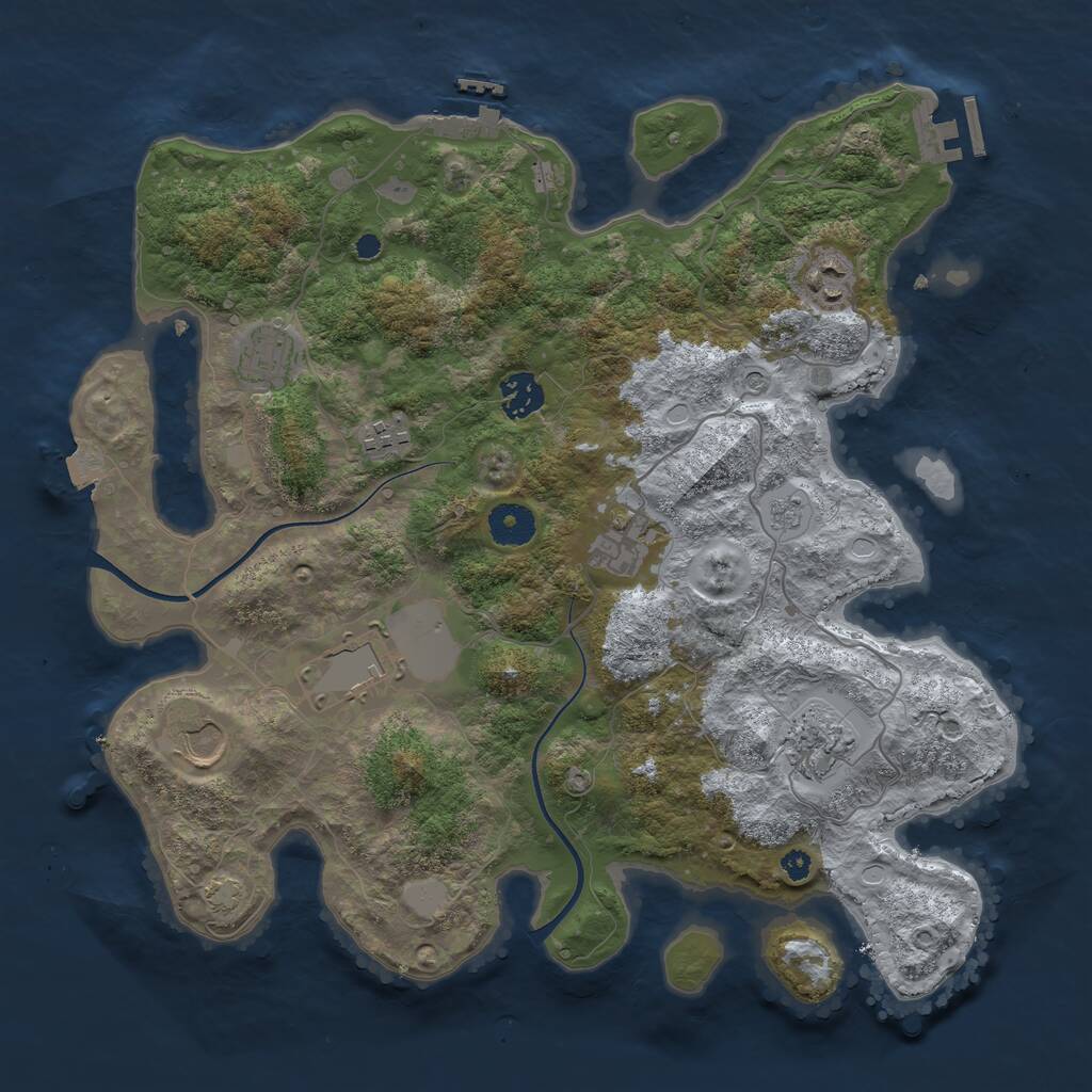 Rust Map: Procedural Map, Size: 3650, Seed: 85204761, 14 Monuments