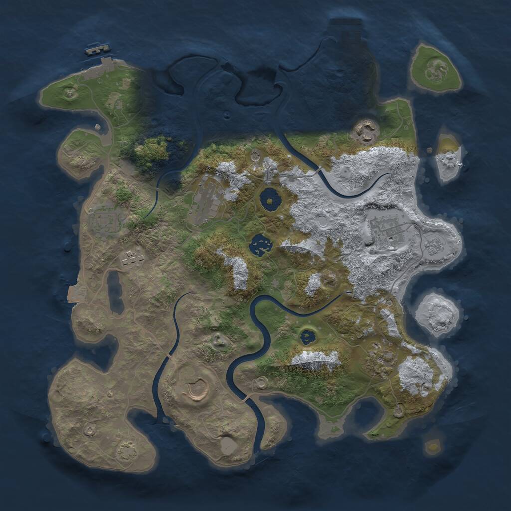 Rust Map: Procedural Map, Size: 3500, Seed: 43399331, 14 Monuments