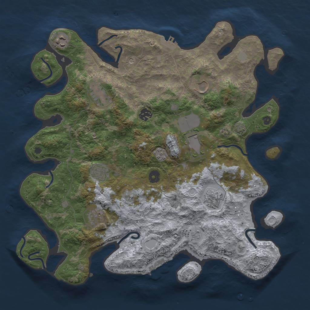 Rust Map: Procedural Map, Size: 3800, Seed: 33868901, 17 Monuments