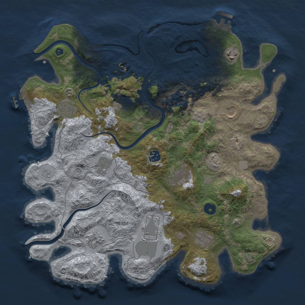 Rust Map: Procedural Map, Size: 3900, Seed: 33481880, 17 Monuments