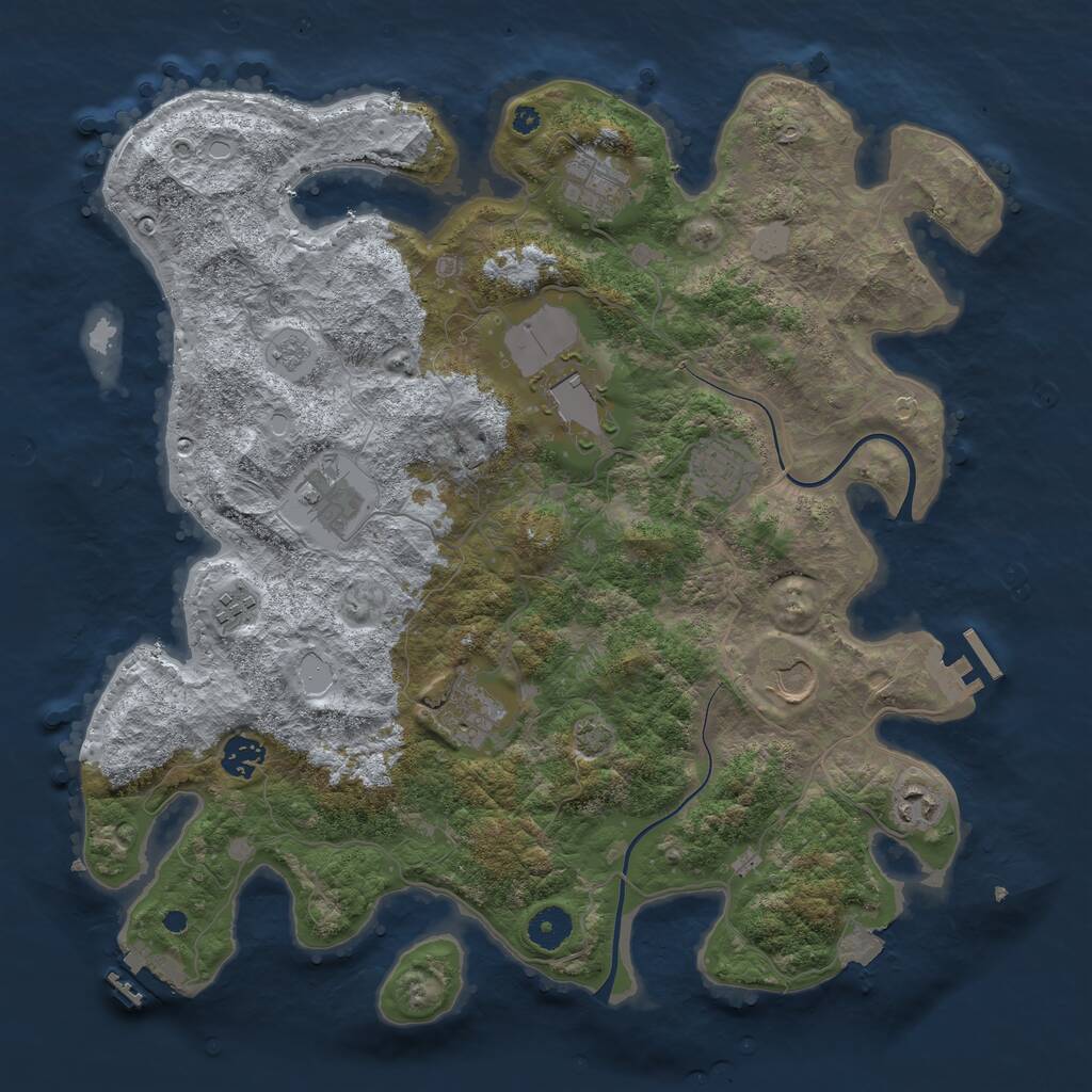 Rust Map: Procedural Map, Size: 3900, Seed: 34107485, 14 Monuments